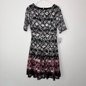 FINAL MARKDOWN NWT Danny & Nicole half sleeve a-line multi colored overlay dress
